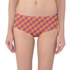 Vibrant Retro Diamond Pattern Mid-waist Bikini Bottoms by DanaeStudio