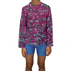 Magenta Decorative Design Kids  Long Sleeve Swimwear