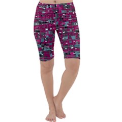 Magenta Decorative Design Cropped Leggings 