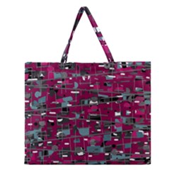 Magenta Decorative Design Zipper Large Tote Bag