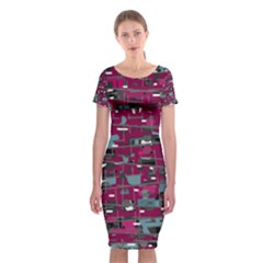 Magenta Decorative Design Classic Short Sleeve Midi Dress by Valentinaart