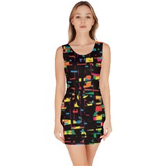 Playful Colorful Design Sleeveless Bodycon Dress