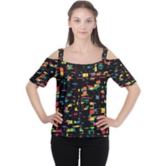 Playful Colorful Design Women s Cutout Shoulder Tee