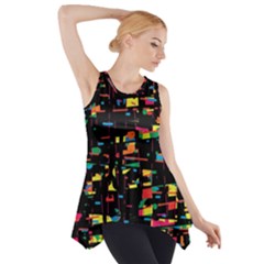 Playful Colorful Design Side Drop Tank Tunic