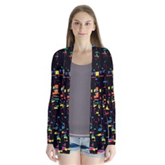 Playful Colorful Design Drape Collar Cardigan