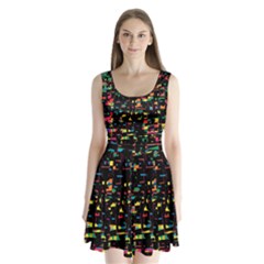 Playful Colorful Design Split Back Mini Dress 