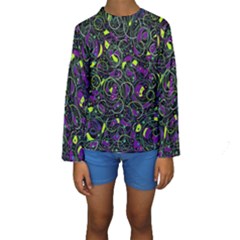 Purple And Yellow Decor Kids  Long Sleeve Swimwear