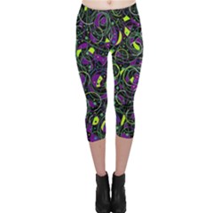 Purple And Yellow Decor Capri Leggings  by Valentinaart