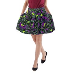 Purple And Yellow Decor A-line Pocket Skirt