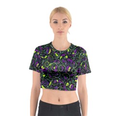 Purple And Yellow Decor Cotton Crop Top