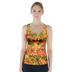 Helenium Flowers And Bees Racer Back Sports Top