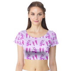 Unicorns & Icecreams In Mallow Wildflower Short Sleeve Crop Top (tight Fit)