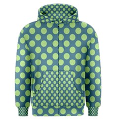 Teal & Lime Polka Dots Men s Zipper Hoodie