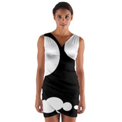 Black And White Moonlight Wrap Front Bodycon Dress