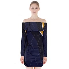 Digital Abstraction Long Sleeve Off Shoulder Dress