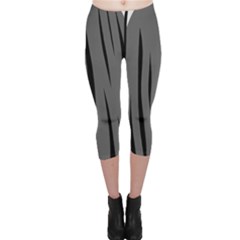 Gray, Black And White Design Capri Leggings 