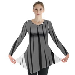 Gray, Black And White Design Long Sleeve Tunic  by Valentinaart