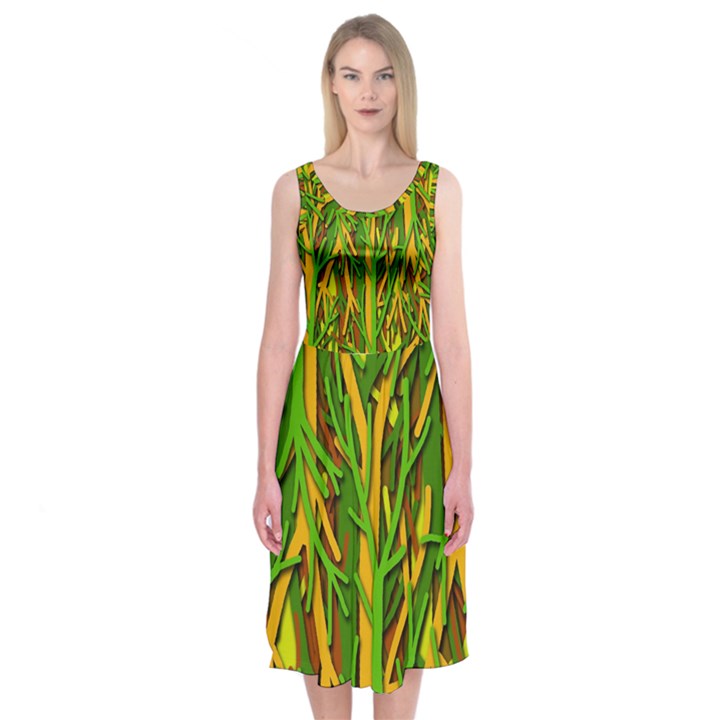 Upside-down forest Midi Sleeveless Dress