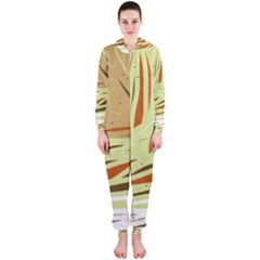 Brown Decorative Design Hooded Jumpsuit (ladies) 