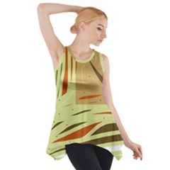 Brown Decorative Design Side Drop Tank Tunic