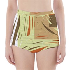 Brown Decorative Design High-waisted Bikini Bottoms