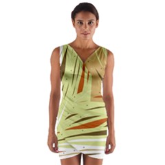 Brown Decorative Design Wrap Front Bodycon Dress