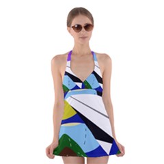 Paper Airplane Halter Swimsuit Dress