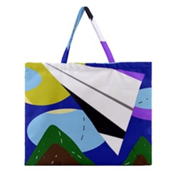 Paper Airplane Zipper Large Tote Bag by Valentinaart