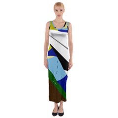 Paper Airplane Fitted Maxi Dress