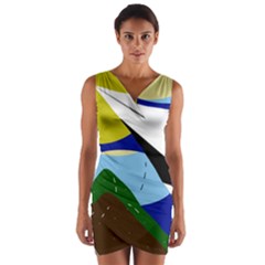 Paper Airplane Wrap Front Bodycon Dress