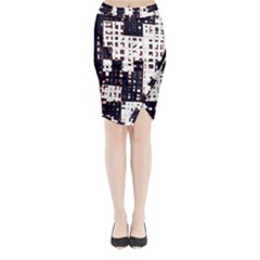 Abstract City Landscape Midi Wrap Pencil Skirt