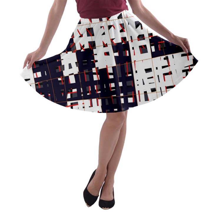 Abstract city landscape A-line Skater Skirt