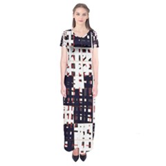 Abstract City Landscape Short Sleeve Maxi Dress