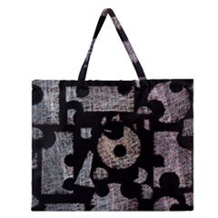 Elegant Puzzle Zipper Large Tote Bag