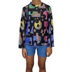 Colorful Puzzle Kids  Long Sleeve Swimwear