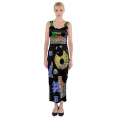 Colorful Puzzle Fitted Maxi Dress