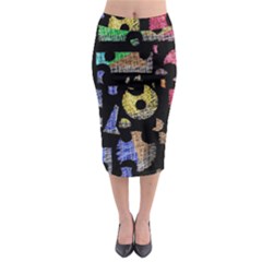 Colorful Puzzle Midi Pencil Skirt