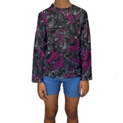 Magenta And Gray Decorative Art Kids  Long Sleeve Swimwear