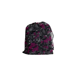 Magenta And Gray Decorative Art Drawstring Pouches (xs) 