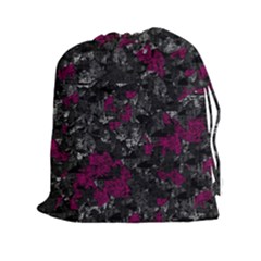 Magenta And Gray Decorative Art Drawstring Pouches (xxl)