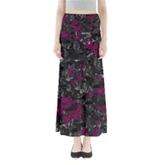 Magenta And Gray Decorative Art Maxi Skirts