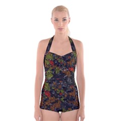 Autumn Colors  Boyleg Halter Swimsuit 