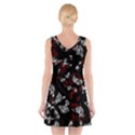 Red, white and black abstract art V-Neck Sleeveless Skater Dress View2