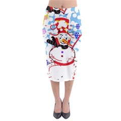 Snowman Midi Pencil Skirt