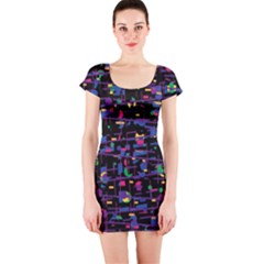 Purple Galaxy Short Sleeve Bodycon Dress by Valentinaart