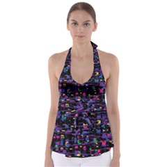 Purple Galaxy Babydoll Tankini Top