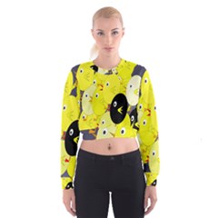 Yellow Flock Women s Cropped Sweatshirt by Valentinaart