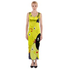 Yellow Flock Fitted Maxi Dress