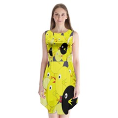 Yellow Flock Sleeveless Chiffon Dress  