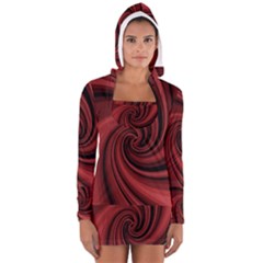 Elegant Red Twist Women s Long Sleeve Hooded T-shirt